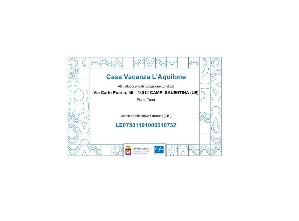 Casa Vacanza L'Aquilone Campi Salentina Екстериор снимка